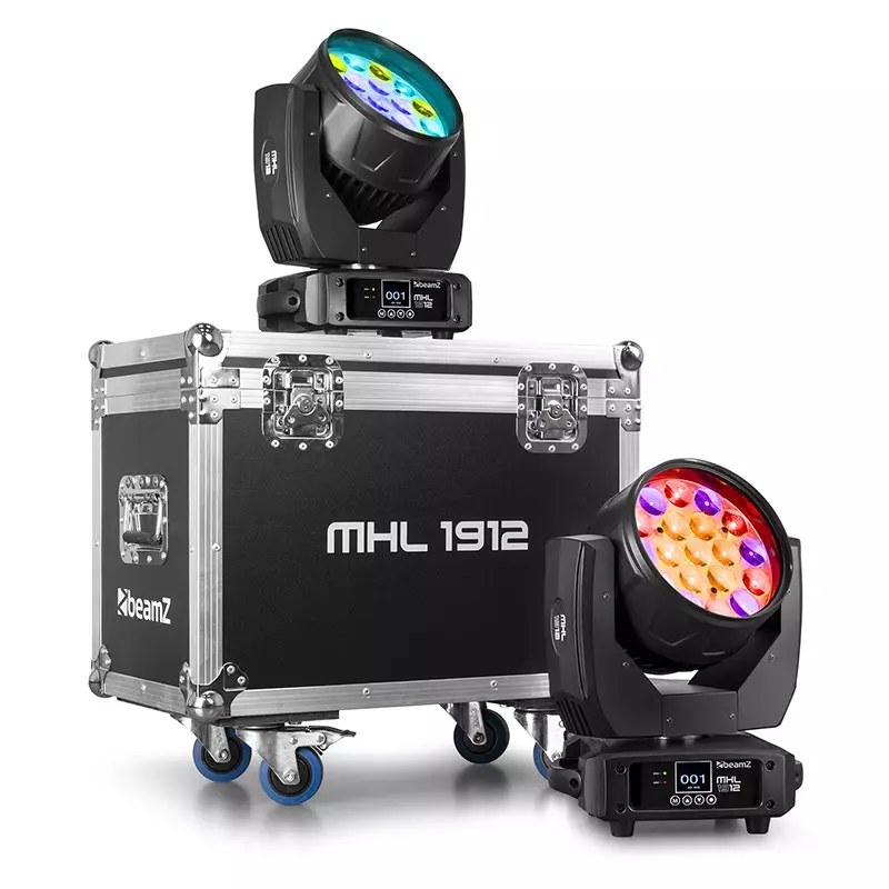 BeamZ MHL1912 LED Moving Head Wash 19x 12W RGBW [2 in a Flightcase] — view 1